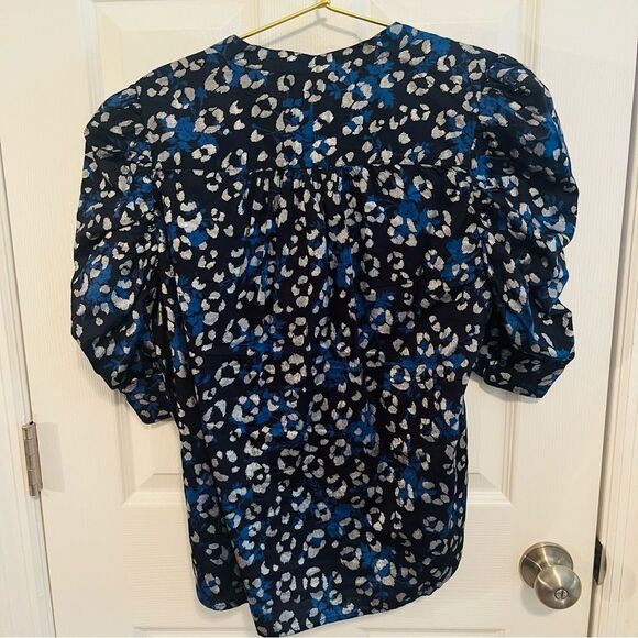 GAP Puff Sleeve Animal Print Blouse - Picture 11 of 12